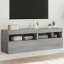 Wall-mounted TV furniture with LED lights 2 units Sonoma gray 60x30x40 cm by , TV Furniture - Ref: Foro24-837194, Price: 96,6...