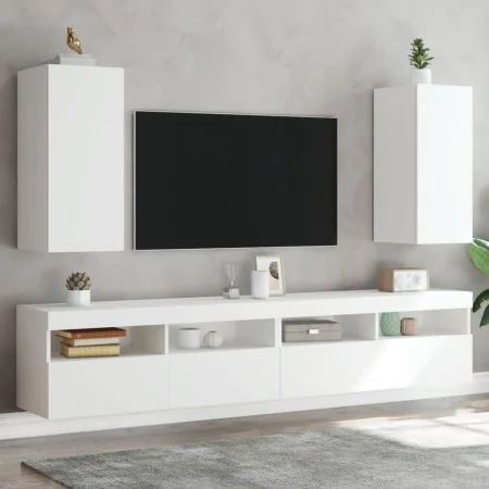 Wall-mounted TV furniture with LED lights 2 units white 30.5x35x70 cm by , TV Furniture - Ref: Foro24-837233, Price: 93,04 €,...