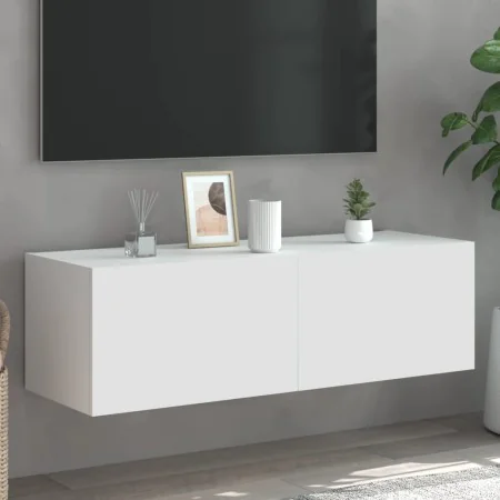 Wall-mounted TV cabinet with LED lights white 100x35x31 cm by , TV Furniture - Ref: Foro24-837295, Price: 76,11 €, Discount: %