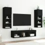 Wall TV cabinets with LED 5 pieces black engineered wood by , TV Furniture - Ref: Foro24-3216598, Price: 189,56 €, Discount: %