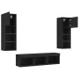 Wall TV cabinets with LED 5 pieces black engineered wood by , TV Furniture - Ref: Foro24-3216598, Price: 189,56 €, Discount: %