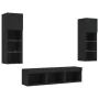 Wall TV cabinets with LED 5 pieces black engineered wood by , TV Furniture - Ref: Foro24-3216598, Price: 189,56 €, Discount: %