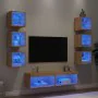 TV wall furniture with LED 8 pieces engineered wood Sonoma oak by , TV Furniture - Ref: Foro24-3216635, Price: 204,70 €, Disc...