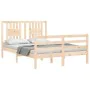 Double bed frame with solid wood headboard by , Beds and slatted bases - Ref: Foro24-3194546, Price: 132,85 €, Discount: %