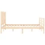 Double bed frame with solid wood headboard by , Beds and slatted bases - Ref: Foro24-3194546, Price: 132,85 €, Discount: %