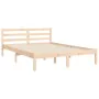 Double bed frame with solid wood headboard by , Beds and slatted bases - Ref: Foro24-3194546, Price: 132,85 €, Discount: %