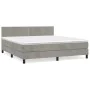 Boxspringbett mit hellgrauer Samtmatratze 160x200 cm von , Betten und Lattenroste - Ref: Foro24-3141251, Preis: 480,55 €, Rab...