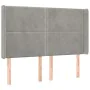 Light gray velvet headboard with LED 147x16x118/128 cm by , Headboards and footboards - Ref: Foro24-3123956, Price: 119,46 €,...