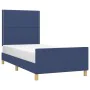 Bed frame with blue fabric headboard 90x200 cm by , Beds and slatted bases - Ref: Foro24-3124950, Price: 145,33 €, Discount: %