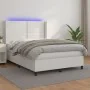 Boxspringbett mit Matratze und LED-weißem Kunstleder 140x190 cm von , Betten und Lattenroste - Ref: Foro24-3139320, Preis: 56...