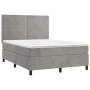 Boxspringbett mit hellgrauer Samtmatratze 140x200 cm von , Betten und Lattenroste - Ref: Foro24-3142965, Preis: 507,99 €, Rab...