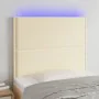 Headboard with LED lights cream synthetic leather 80x5x118/128 cm by , Headboards and footboards - Ref: Foro24-3122358, Price...