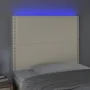 Headboard with LED lights cream synthetic leather 80x5x118/128 cm by , Headboards and footboards - Ref: Foro24-3122358, Price...