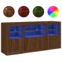 Sideboard with LED lights brown oak 142.5x37x67 cm by , Sideboards - Ref: Foro24-3209071, Price: 159,99 €, Discount: %