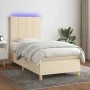 Cama box spring colchón y luces LED tela crema 80x200 cm de , Camas y somieres - Ref: Foro24-3135394, Precio: 320,96 €, Descu...