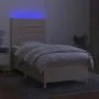 Cama box spring colchón y luces LED tela crema 80x200 cm de , Camas y somieres - Ref: Foro24-3135394, Precio: 320,96 €, Descu...