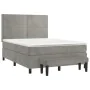 Boxspringbett mit hellgrauer Samtmatratze 140x200 cm von , Betten und Lattenroste - Ref: Foro24-3137785, Preis: 559,04 €, Rab...