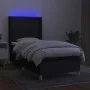 Box spring bed mattress and LED lights black fabric 90x190 cm by , Beds and slatted bases - Ref: Foro24-3138759, Price: 351,6...