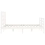 Double bed frame with white solid wood headboard by , Beds and slatted bases - Ref: Foro24-3193962, Price: 148,62 €, Discount: %