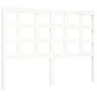 Double bed frame with white solid wood headboard by , Beds and slatted bases - Ref: Foro24-3193962, Price: 148,62 €, Discount: %