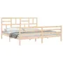 Double bed frame with solid wood headboard by , Beds and slatted bases - Ref: Foro24-3194911, Price: 168,61 €, Discount: %