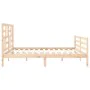 Double bed frame with solid wood headboard by , Beds and slatted bases - Ref: Foro24-3194911, Price: 168,61 €, Discount: %