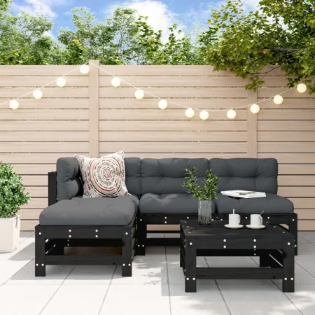 Garden sofa set 5 pieces solid black pine wood by , Garden sets - Ref: Foro24-3186554, Price: 313,80 €, Discount: %