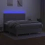 Boxspringbettmatratze und LED-Leuchten aus hellgrauem Stoff 160x200 cm von , Betten und Lattenroste - Ref: Foro24-3135365, Pr...