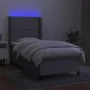 Boxspringbettmatratze und LED-Leuchten aus hellgrauem Stoff 90x200 cm von , Betten und Lattenroste - Ref: Foro24-3138205, Pre...