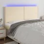 Headboard with LED lights cream fabric 160x5x118/128 cm by , Headboards and footboards - Ref: Foro24-3122295, Price: 130,97 €...