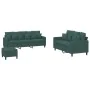 Dark green velvet 3-piece sofa set with cushions by , Sofas - Ref: Foro24-3201732, Price: 568,89 €, Discount: %