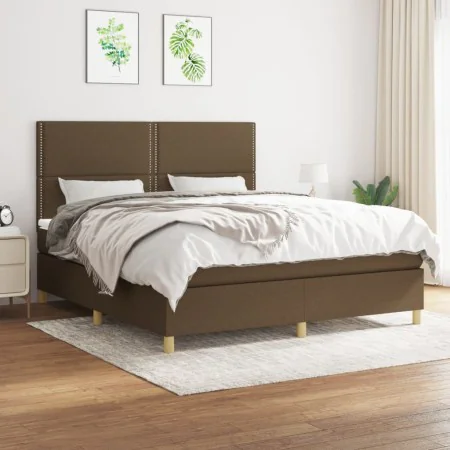 Box spring bed with dark brown fabric mattress 160x200 cm by , Beds and slatted bases - Ref: Foro24-3142268, Price: 557,83 €,...