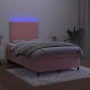 Box spring bed with mattress and LED pink velvet 120x200 cm by , Beds and slatted bases - Ref: Foro24-3136058, Price: 442,33 ...