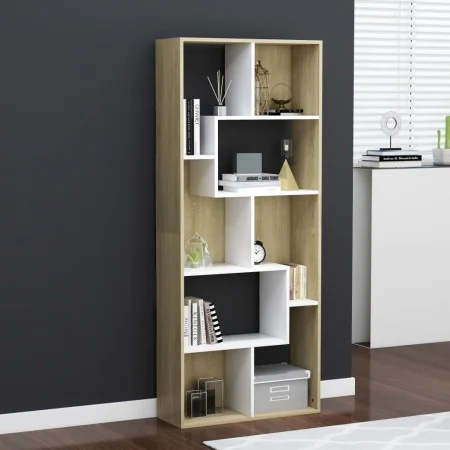 White and oak plywood shelf 67x24x161 cm by , Bookcases and shelves - Ref: Foro24-801882, Price: 121,07 €, Discount: %