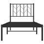 Bed frame with black metal headboard 75x190 cm by , Beds and slatted bases - Ref: Foro24-374427, Price: 61,83 €, Discount: %