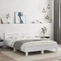 Bed frame with headboard and white LED lights 150x200 cm by , Beds and slatted bases - Ref: Foro24-3207539, Price: 156,70 €, ...