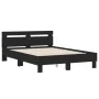 Bed frame with black engineered wood headboard 120x200 cm by , Beds and slatted bases - Ref: Foro24-3207428, Price: 153,86 €,...