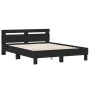 Bed frame with black engineered wood headboard 140x190 cm by , Beds and slatted bases - Ref: Foro24-3207435, Price: 167,56 €,...