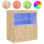 Sideboard with LED lights Sonoma oak 60x37x67 cm by , Sideboards - Ref: Foro24-836653, Price: 62,80 €, Discount: %