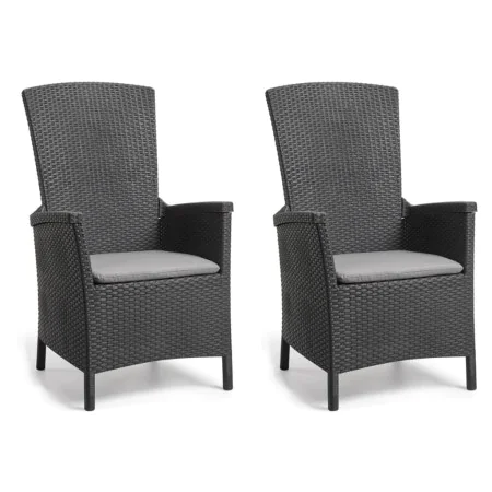 Keter Vermont reclining garden chairs 2 units graphite by , Garden chairs - Ref: Foro24-276218, Price: 248,63 €, Discount: %