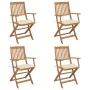 4 pcs folding garden chairs and solid acacia wood cushions by , Garden chairs - Ref: Foro24-3064619, Price: 218,32 €, Discoun...