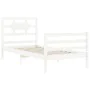 White solid wood bed frame with headboard 100x200 cm by , Beds and slatted bases - Ref: Foro24-3194432, Price: 119,81 €, Disc...