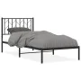 Bed frame with black metal headboard 90x200 cm by , Beds and slatted bases - Ref: Foro24-374430, Price: 81,40 €, Discount: %