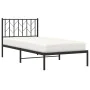 Bed frame with black metal headboard 90x200 cm by , Beds and slatted bases - Ref: Foro24-374430, Price: 81,40 €, Discount: %