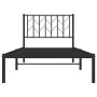 Bed frame with black metal headboard 90x200 cm by , Beds and slatted bases - Ref: Foro24-374430, Price: 81,40 €, Discount: %