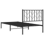 Bed frame with black metal headboard 90x200 cm by , Beds and slatted bases - Ref: Foro24-374430, Price: 81,40 €, Discount: %