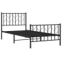 Bed frame with headboard and black metal footboard 90x190 cm by , Beds and slatted bases - Ref: Foro24-374447, Price: 76,53 €...