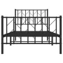 Bed frame with headboard and black metal footboard 90x190 cm by , Beds and slatted bases - Ref: Foro24-374447, Price: 76,53 €...