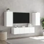 Wall TV cabinets with LED 4 pieces white engineered wood by , TV Furniture - Ref: Foro24-3216839, Price: 174,24 €, Discount: %