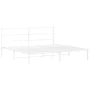 Metal bed frame with white headboard 193x203 cm by , Beds and slatted bases - Ref: Foro24-355420, Price: 100,37 €, Discount: %